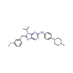 COc1cccc(Nc2nc3cnc(Nc4ccc(N5CCN(C)CC5)cc4)nc3n2C(C)C)c1 ZINC000198988251