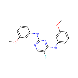 COc1cccc(Nc2ncc(F)c(Nc3cccc(OC)c3)n2)c1 ZINC000114324587