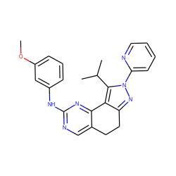 COc1cccc(Nc2ncc3c(n2)-c2c(nn(-c4ccccn4)c2C(C)C)CC3)c1 ZINC000169702226