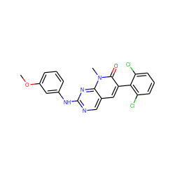 COc1cccc(Nc2ncc3cc(-c4c(Cl)cccc4Cl)c(=O)n(C)c3n2)c1 ZINC000003815223