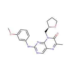 COc1cccc(Nc2ncc3nc(C)c(=O)n(C[C@H]4CCCO4)c3n2)c1 ZINC000004238800