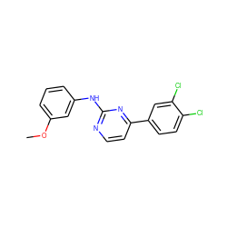 COc1cccc(Nc2nccc(-c3ccc(Cl)c(Cl)c3)n2)c1 ZINC000103300967