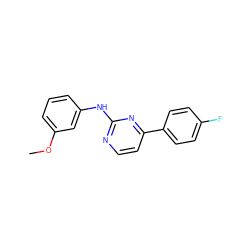 COc1cccc(Nc2nccc(-c3ccc(F)cc3)n2)c1 ZINC000103300949