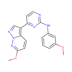 COc1cccc(Nc2nccc(-c3cnn4nc(OC)ccc34)n2)c1 ZINC000013582619