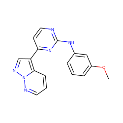 COc1cccc(Nc2nccc(-c3cnn4ncccc34)n2)c1 ZINC000013582569