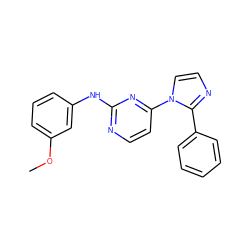 COc1cccc(Nc2nccc(-n3ccnc3-c3ccccc3)n2)c1 ZINC000013489735