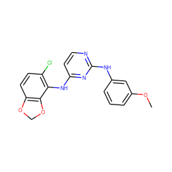 COc1cccc(Nc2nccc(Nc3c(Cl)ccc4c3OCO4)n2)c1 ZINC000029043604