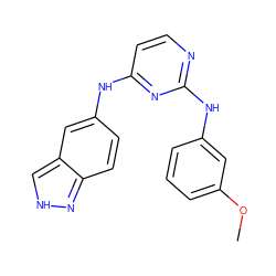 COc1cccc(Nc2nccc(Nc3ccc4n[nH]cc4c3)n2)c1 ZINC000653886978