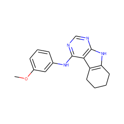 COc1cccc(Nc2ncnc3[nH]c4c(c23)CCCC4)c1 ZINC000003815402