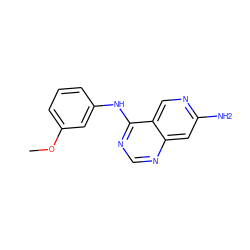 COc1cccc(Nc2ncnc3cc(N)ncc23)c1 ZINC000021289374