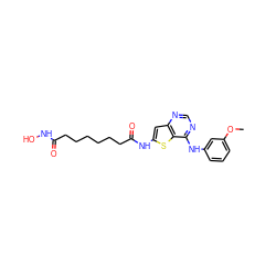 COc1cccc(Nc2ncnc3cc(NC(=O)CCCCCCC(=O)NO)sc23)c1 ZINC001772614069