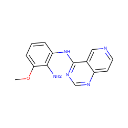 COc1cccc(Nc2ncnc3ccncc23)c1N ZINC000029133865