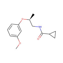 COc1cccc(O[C@@H](C)CNC(=O)C2CC2)c1 ZINC000058581245