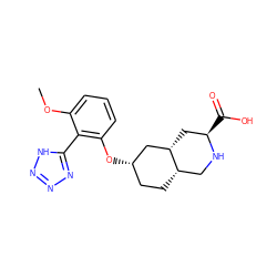 COc1cccc(O[C@H]2CC[C@H]3CN[C@H](C(=O)O)C[C@H]3C2)c1-c1nnn[nH]1 ZINC000103279909