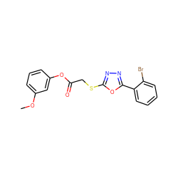 COc1cccc(OC(=O)CSc2nnc(-c3ccccc3Br)o2)c1 ZINC000000887886