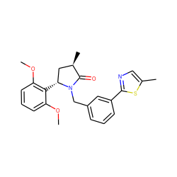 COc1cccc(OC)c1[C@@H]1C[C@@H](C)C(=O)N1Cc1cccc(-c2ncc(C)s2)c1 ZINC000167851066