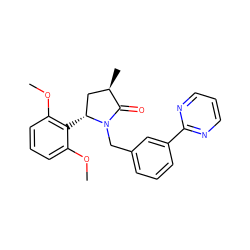 COc1cccc(OC)c1[C@@H]1C[C@@H](C)C(=O)N1Cc1cccc(-c2ncccn2)c1 ZINC000167118277