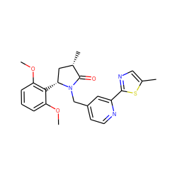 COc1cccc(OC)c1[C@@H]1C[C@H](C)C(=O)N1Cc1ccnc(-c2ncc(C)s2)c1 ZINC000215902524