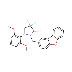 COc1cccc(OC)c1[C@@H]1CC(F)(F)C(=O)N1Cc1ccc2oc3ccccc3c2c1 ZINC000223047177