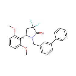 COc1cccc(OC)c1[C@@H]1CC(F)(F)C(=O)N1Cc1cccc(-c2ccccc2)c1 ZINC000167865826