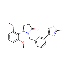 COc1cccc(OC)c1[C@@H]1CCC(=O)N1Cc1cccc(-c2csc(C)n2)c1 ZINC000167119784