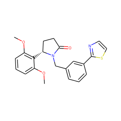 COc1cccc(OC)c1[C@@H]1CCC(=O)N1Cc1cccc(-c2nccs2)c1 ZINC000167114158