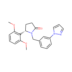 COc1cccc(OC)c1[C@@H]1CCC(=O)N1Cc1cccc(-n2cccn2)c1 ZINC000166586048