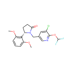 COc1cccc(OC)c1[C@@H]1CCC(=O)N1Cc1cnc(OC(F)F)c(Cl)c1 ZINC000167766372