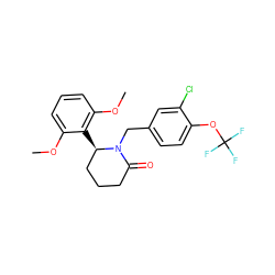 COc1cccc(OC)c1[C@@H]1CCCC(=O)N1Cc1ccc(OC(F)(F)F)c(Cl)c1 ZINC000167389819