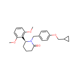 COc1cccc(OC)c1[C@@H]1CCCC(=O)N1Cc1ccc(OCC2CC2)cc1 ZINC000167599022