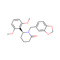 COc1cccc(OC)c1[C@@H]1CCCC(=O)N1Cc1ccc2c(c1)OCO2 ZINC000167676990