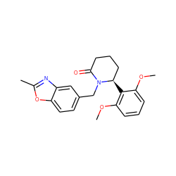 COc1cccc(OC)c1[C@@H]1CCCC(=O)N1Cc1ccc2oc(C)nc2c1 ZINC000166730824