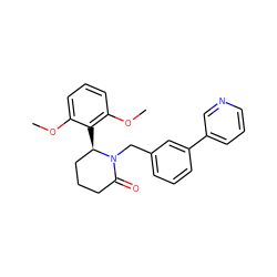 COc1cccc(OC)c1[C@@H]1CCCC(=O)N1Cc1cccc(-c2cccnc2)c1 ZINC000167263116