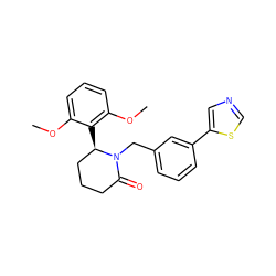 COc1cccc(OC)c1[C@@H]1CCCC(=O)N1Cc1cccc(-c2cncs2)c1 ZINC000167131138