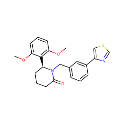 COc1cccc(OC)c1[C@@H]1CCCC(=O)N1Cc1cccc(-c2cscn2)c1 ZINC000167122126