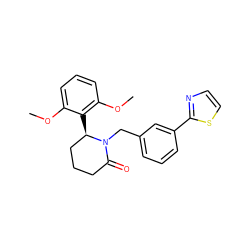 COc1cccc(OC)c1[C@@H]1CCCC(=O)N1Cc1cccc(-c2nccs2)c1 ZINC000167391557