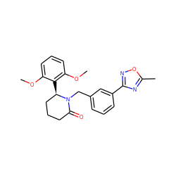 COc1cccc(OC)c1[C@@H]1CCCC(=O)N1Cc1cccc(-c2noc(C)n2)c1 ZINC000167861144