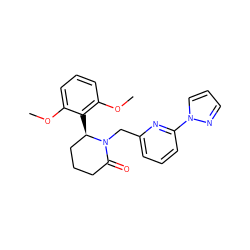 COc1cccc(OC)c1[C@@H]1CCCC(=O)N1Cc1cccc(-n2cccn2)n1 ZINC000167162399