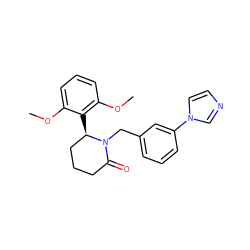 COc1cccc(OC)c1[C@@H]1CCCC(=O)N1Cc1cccc(-n2ccnc2)c1 ZINC000166404644