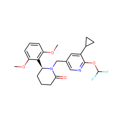 COc1cccc(OC)c1[C@@H]1CCCC(=O)N1Cc1cnc(OC(F)F)c(C2CC2)c1 ZINC000167280653