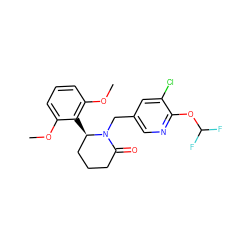 COc1cccc(OC)c1[C@@H]1CCCC(=O)N1Cc1cnc(OC(F)F)c(Cl)c1 ZINC000166904496