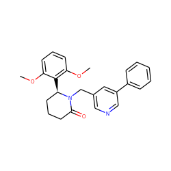 COc1cccc(OC)c1[C@@H]1CCCC(=O)N1Cc1cncc(-c2ccccc2)c1 ZINC000167767364