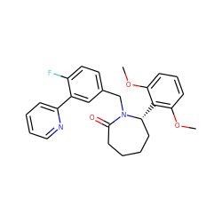 COc1cccc(OC)c1[C@@H]1CCCCC(=O)N1Cc1ccc(F)c(-c2ccccn2)c1 ZINC000167610475