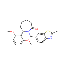 COc1cccc(OC)c1[C@@H]1CCCCC(=O)N1Cc1ccc2nc(C)sc2c1 ZINC000215900759