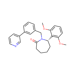 COc1cccc(OC)c1[C@@H]1CCCCC(=O)N1Cc1cccc(-c2cccnc2)c1 ZINC000167764818