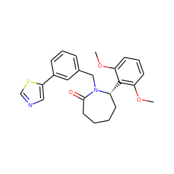 COc1cccc(OC)c1[C@@H]1CCCCC(=O)N1Cc1cccc(-c2cncs2)c1 ZINC000167578395