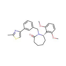 COc1cccc(OC)c1[C@@H]1CCCCC(=O)N1Cc1cccc(-c2csc(C)n2)c1 ZINC000167115736