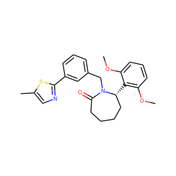 COc1cccc(OC)c1[C@@H]1CCCCC(=O)N1Cc1cccc(-c2ncc(C)s2)c1 ZINC000167091964