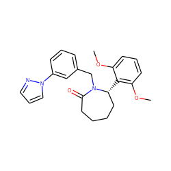 COc1cccc(OC)c1[C@@H]1CCCCC(=O)N1Cc1cccc(-n2cccn2)c1 ZINC000167007364