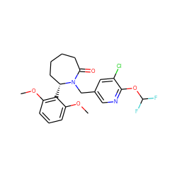 COc1cccc(OC)c1[C@@H]1CCCCC(=O)N1Cc1cnc(OC(F)F)c(Cl)c1 ZINC000167022659